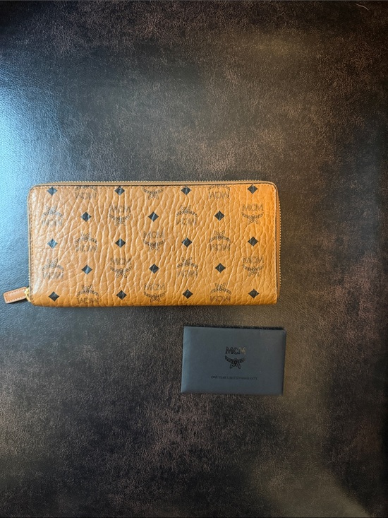 MCM Handbags - MCM Tan Cognac Logo Zip-Around Leather Wallet